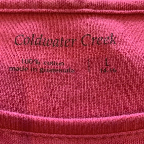NWOT pink large 14/16 cold water creek cotton tshirt - Picture 3 of 5